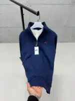 Premium İmzalı Seri Nakışlı Yarım Fermuarlı Sweatshirt – İndigo - Görsel 3
