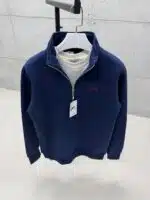 Premium İmzalı Seri Nakışlı Yarım Fermuarlı Sweatshirt – İndigo - Görsel 6