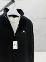 Premium İmzalı Seri Nakışlı Yarım Fermuarlı Sweatshirt – Siyah - Görsel 4