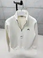 Premium İmzalı Seri Nakışlı Yarım Fermuarlı Sweatshirt – Beyaz