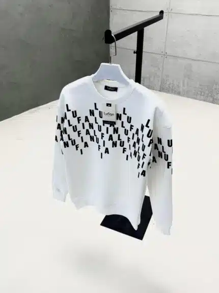 LFN Rose Kabartma Baskılı Üç İplik Sweatshirt - Beyaz