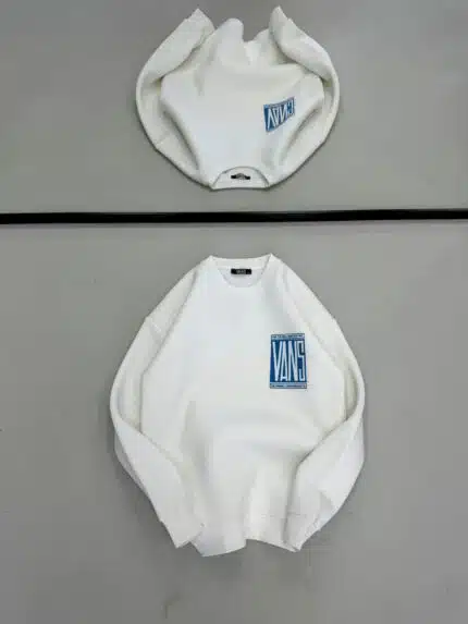 VNS Kabartma Sırt Baskılı Üç İplik Sweatshirt - Beyaz