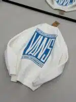 VNS Kabartma Sırt Baskılı Üç İplik Sweatshirt - Beyaz - Görsel 4