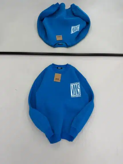 VNS Kabartma Sırt Baskılı Üç İplik Sweatshirt - Mavi