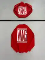 VNS Kabartma Sırt Baskılı Üç İplik Sweatshirt - Açık Kırmızı - Görsel 2