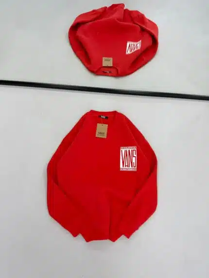 VNS Kabartma Sırt Baskılı Üç İplik Sweatshirt - Açık Kırmızı