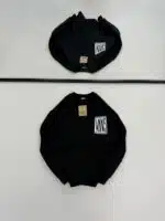 VNS Kabartma Sırt Baskılı Üç İplik Sweatshirt - Siyah