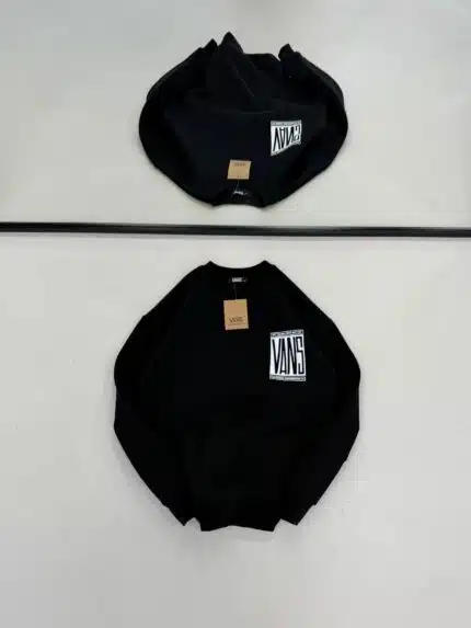 VNS Kabartma Sırt Baskılı Üç İplik Sweatshirt - Siyah