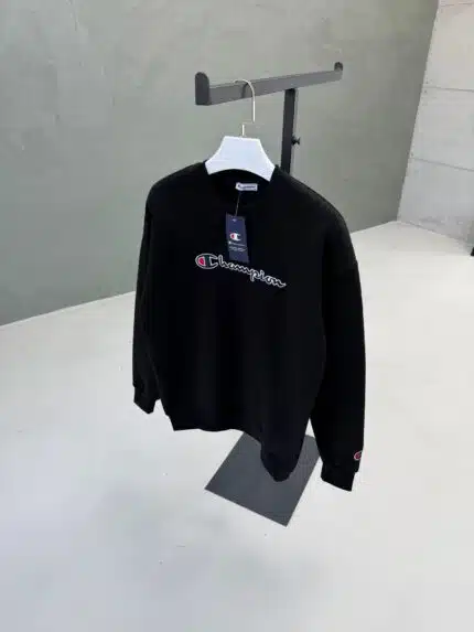 CHMP Nakışlı Kol Detaylı Üç İplik Sweatshirt – Siyah