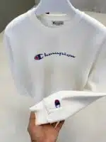 CHMP Nakışlı Kol Detaylı Üç İplik Sweatshirt – Beyaz - Görsel 4