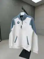 PM Reflektör Baskılı Üç İplik Yarım Fermuarlı Sweatshirt – Beyaz - Görsel 3