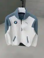 PM Reflektör Baskılı Üç İplik Yarım Fermuarlı Sweatshirt – Beyaz - Görsel 4