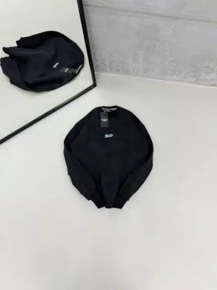 ST Nakışlı Yıkamalı Üç İplik Sweatshirt – Siyah