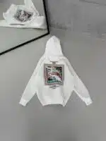 THE NF Kabartma Sırt Baskılı Kapşonlu Üç İplik  Sweatshirt – Beyaz