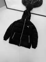 PM Nakışlı Nova Kapşonlu Şişme Mont – Siyah - Görsel 3