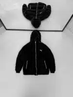 PM Nakışlı Nova Kapşonlu Şişme Mont – Siyah