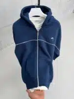Premium İmzalı Seri Nakışlı 3 İplik Kapşonlu Hoodie - Lacivert - Görsel 4
