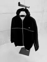 Premium İmzalı Seri Nakışlı 3 İplik Kapşonlu Hoodie - Siyah - Görsel 3