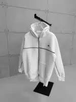 Premium İmzalı Seri Nakışlı 3 İplik Kapşonlu Hoodie - Beyaz - Görsel 3