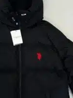 RL Nakışlı Kapşonlu Şişme Mont – Siyah - Görsel 6