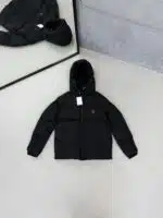 RL Nakışlı Kapşonlu Şişme Mont – Siyah - Görsel 3