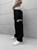 Premium Shootingstar64 Kabartma Baskılı Stoper Paça Baggy Eşofman – Siyah - Görsel 4