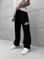 Premium Shootingstar64 Kabartma Baskılı Stoper Paça Baggy Eşofman – Siyah