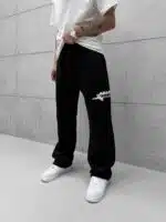 Premium Shootingstar64 Kabartma Baskılı Stoper Paça Baggy Eşofman – Siyah - Görsel 3