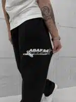 Premium Shootingstar64 Kabartma Baskılı Stoper Paça Baggy Eşofman – Siyah - Görsel 6