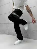 Premium Shootingstar64 Kabartma Baskılı Stoper Paça Baggy Eşofman – Siyah - Görsel 5