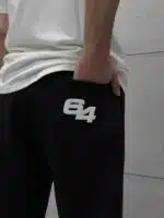 Premium Shootingstar64 Kabartma Baskılı Stoper Paça Baggy Eşofman – Siyah - Görsel 8