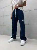 Premium Shootingstar64 Kabartma Baskılı Stoper Paça Baggy Eşofman – İndigo - Görsel 3