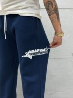 Premium Shootingstar64 Kabartma Baskılı Stoper Paça Baggy 3 İplik Eşofman – İndigo - Görsel 7