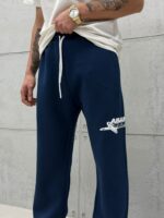 Premium Shootingstar64 Kabartma Baskılı Stoper Paça Baggy 3 İplik Eşofman – İndigo - Görsel 6