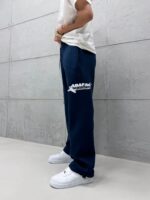 Premium Shootingstar64 Kabartma Baskılı Stoper Paça Baggy 3 İplik Eşofman – İndigo - Görsel 5