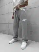 Premium Shootingstar64 Kabartma Baskılı Stoper Paça Baggy Eşofman – Gri - Görsel 3