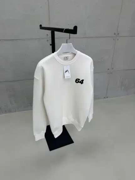 Premium Shootingstar64 Kabartma Baskılı Sweatshirt – Beyaz
