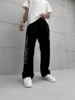 Premium GhettoBoys Büyük Baskılı Stoper Paça Baggy Eşofman – Siyah