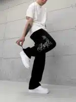 Premium GhettoBoys Büyük Baskılı Stoper Paça Baggy Eşofman – Siyah - Görsel 6