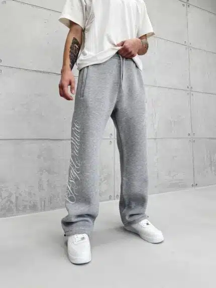 Premium GhettoBoys Büyük Baskılı Stoper Paça Baggy Eşofman – Gri