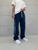 Premium GhettoBoys Büyük Baskılı Stoper Paça Baggy Eşofman – İndigo - Görsel 2