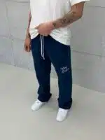 Premium GhettoBoys Büyük Baskılı Stoper Paça Baggy Eşofman – İndigo - Görsel 3