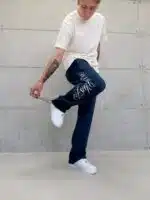 Premium GhettoBoys Büyük Baskılı Stoper Paça Baggy Eşofman – İndigo - Görsel 6