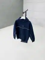 Premium İmzalı Seri Şeritli Nakışlı Kapşonlu Sweatshirt – Lacivert - Görsel 4