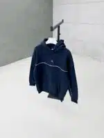 Premium İmzalı Seri Şeritli Nakışlı Kapşonlu Sweatshirt – Lacivert