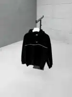 Premium İmzalı Seri Şeritli Nakışlı Kapşonlu Sweatshirt – Siyah - Görsel 4