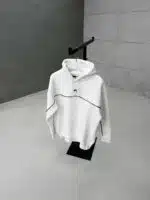 Premium İmzalı Seri Şeritli Nakışlı Kapşonlu Sweatshirt – Beyaz - Görsel 2