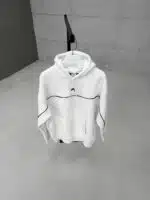 Premium İmzalı Seri Şeritli Nakışlı Kapşonlu Sweatshirt – Beyaz - Görsel 4