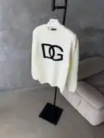 DG İşlemeli Premium Örgü Triko Kazak – Beyaz - Görsel 2