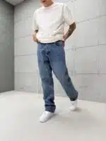 Premıum İmzalı Seri Baggy Jean - Taşlamalı Buz Mavi - Görsel 4